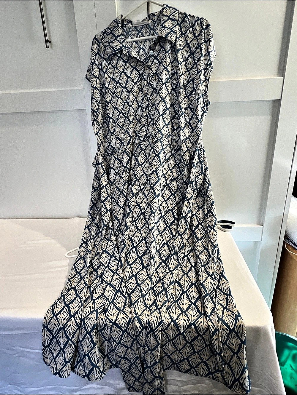 Lucky Brand Printed Midi Dress in Blue & White Size 1X